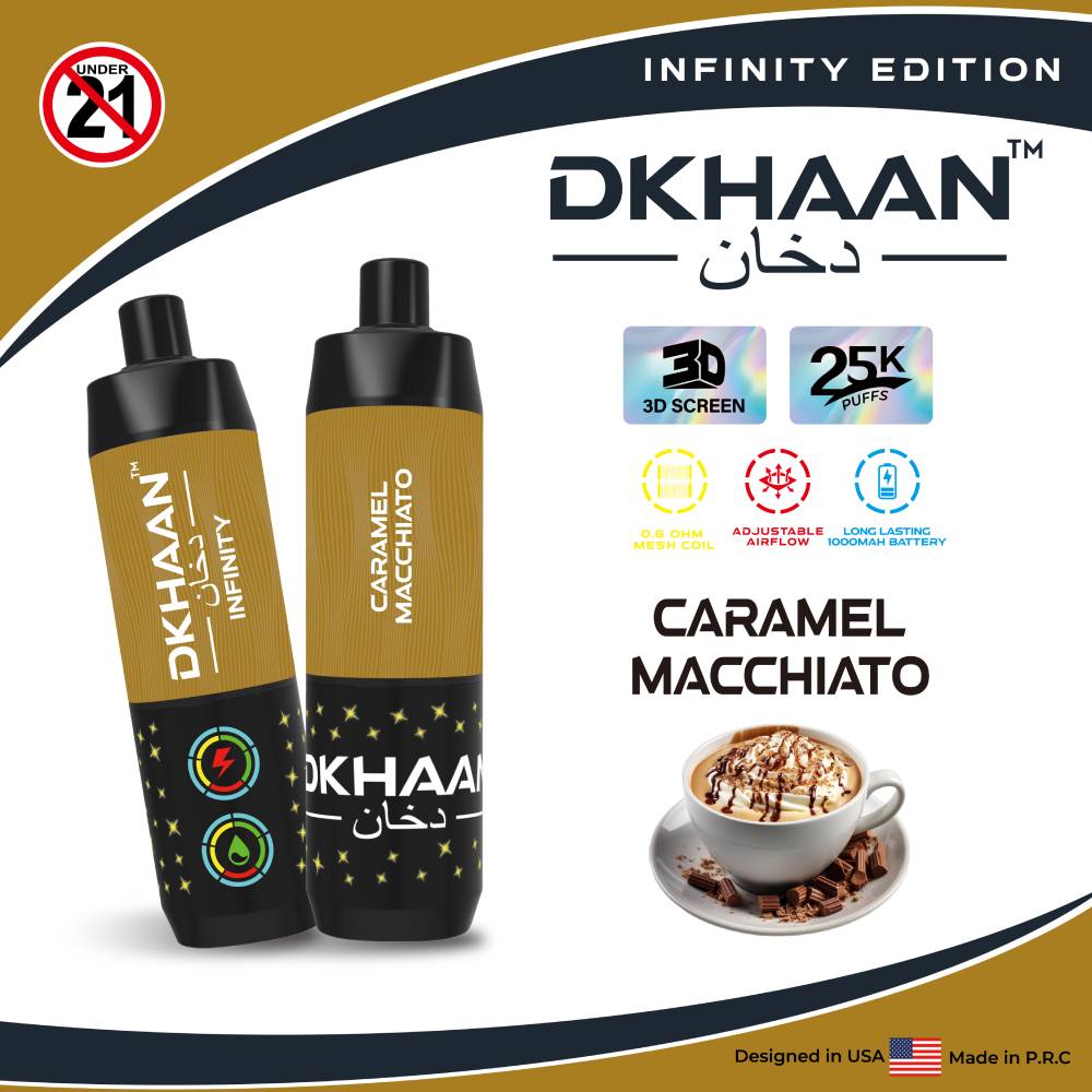 Dkhaan Infinity Vape with 3D Screen 25000 Puffs (Caramel Macchiato)