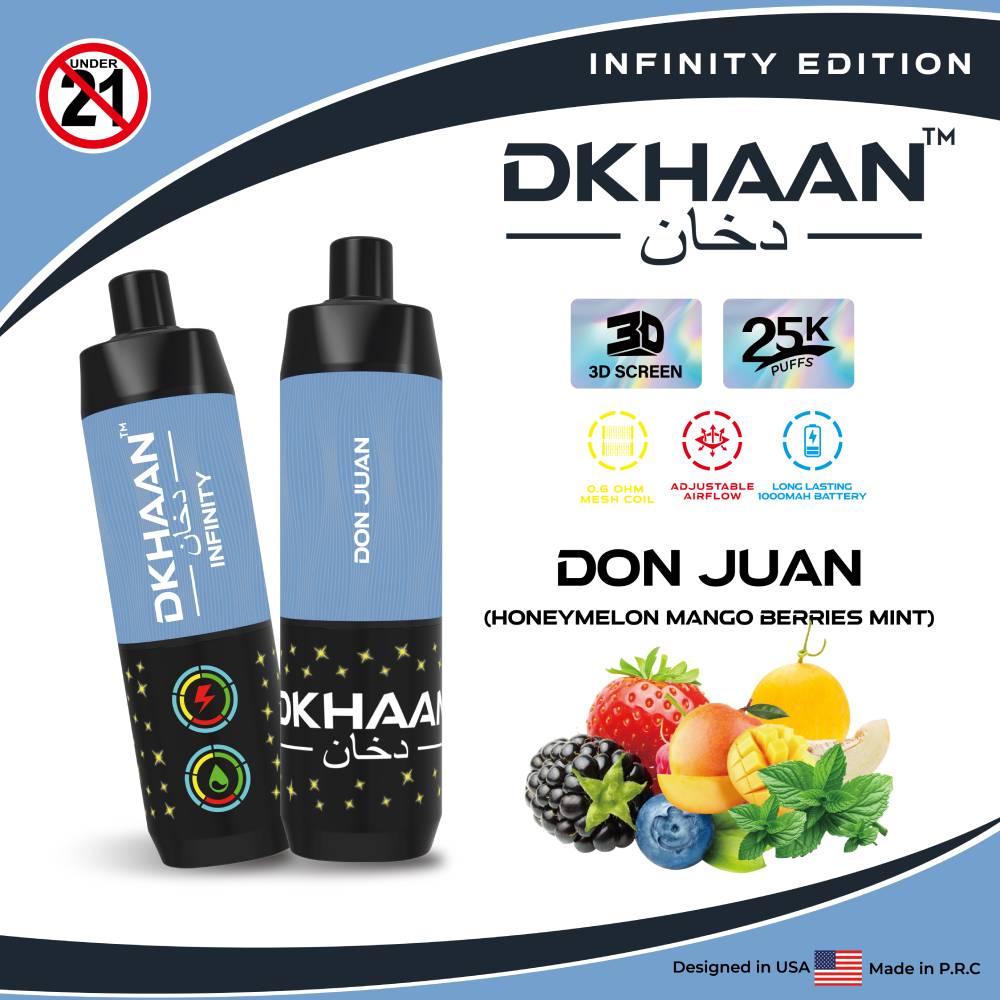 Dkhaan Infinity Vape with 3D Screen 25000 Puffs (Don Juan)