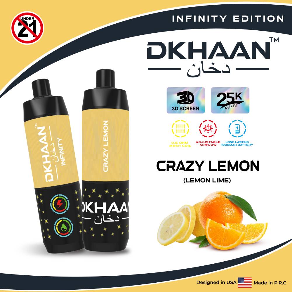 Dkhaan Infinity Vape with 3D Screen 25000 Puffs (Crazy Lemon)