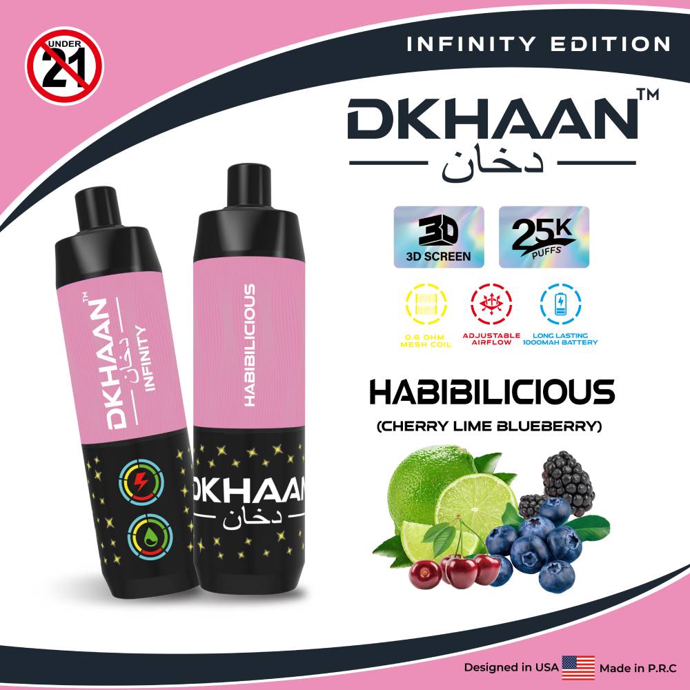 Dkhaan Infinity Vape with 3D Screen 25000 Puffs (Habibilicious)